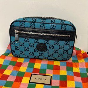 Gucci Supreme Canvas Blue Petroleum Belt Bag 90/36